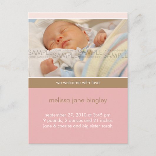 Simply You Pink/Tan · Aankondiging van Baby (Voorkant)