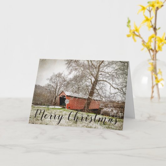 Simpson Creek Overdekte Bridge Vrolijke Kerstmis K Kaart (Gele Bloem)