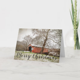 Simpson Creek Overdekte Bridge Vrolijke Kerstmis K Kaart