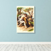 Simson en de Leeuw Canvas Afdruk (Insitu (Houten vloer))