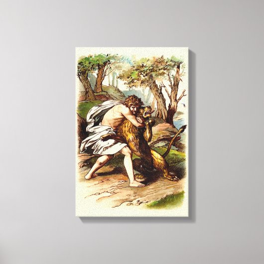 Simson en de Leeuw Canvas Afdruk (Voorkant)