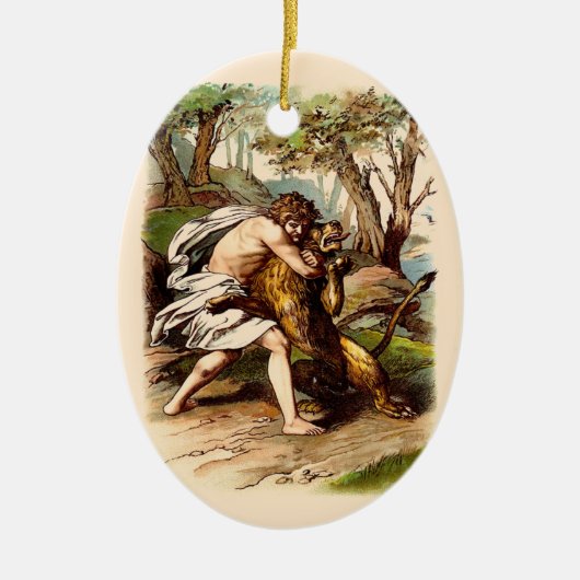 Simson en de Leeuw Keramisch Ornament (Voorkant)
