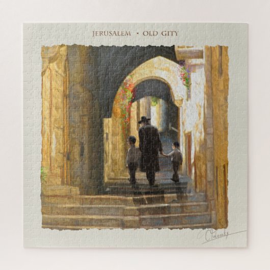 Simta Jerusalem Old City Israel Oil Painting ART Legpuzzel (Verticaal)