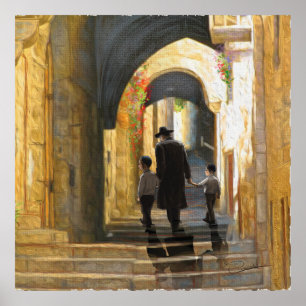 Simta Jeruzalem Oude Stad Israël Olie Schilderij K Poster
