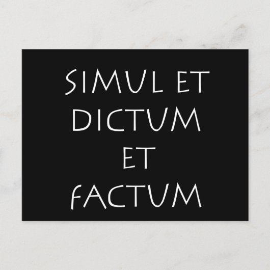 Simul et dictum et factum briefkaart (Voorkant)