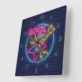 Simulate Rock Fest Neon Sign Against Brick Wall Vierkante Klok (Hoek)