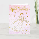simulated foil angel Merry Christmas card Kaart (Voorkant)