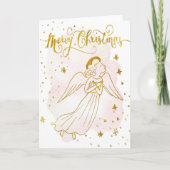 simulated foil angel Merry Christmas card Kaart (Voorkant)