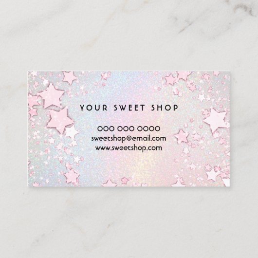 simulated glitter delicate pastel rainbow visitekaartje (Achterkant)