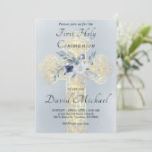 simulated gold foil Holy Cross First Communion Kaart (Staand voorkant)