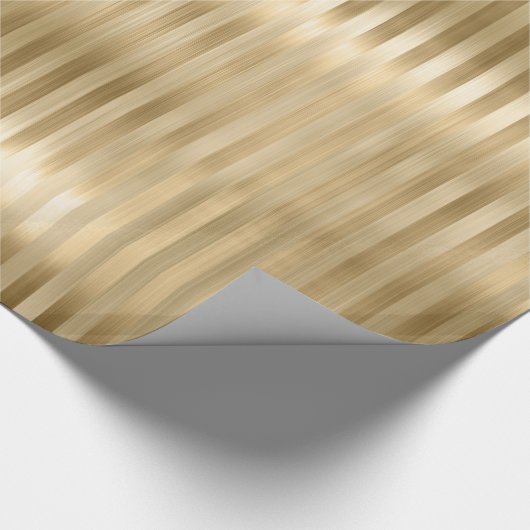 Simulated Gold Foil Texture Stripes Celebration Cadeaupapier (Hoek)