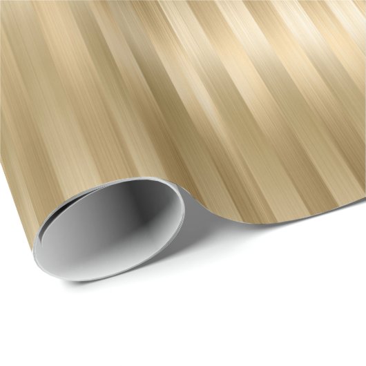 Simulated Gold Foil Texture Stripes Celebration Cadeaupapier (Rol Hoek)
