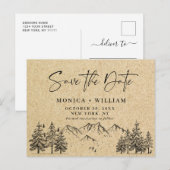 Simulated Kraft Paper Wedding Save the Date Briefkaart (Voorkant / Achterkant)