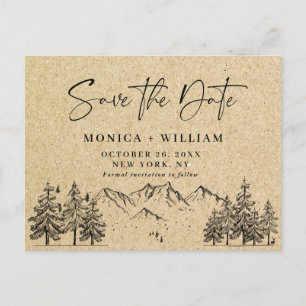Simulated Kraft Paper Wedding Save the Date Briefkaart