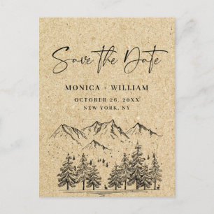 Simulated Kraft Paper Wedding Save the Date Briefkaart