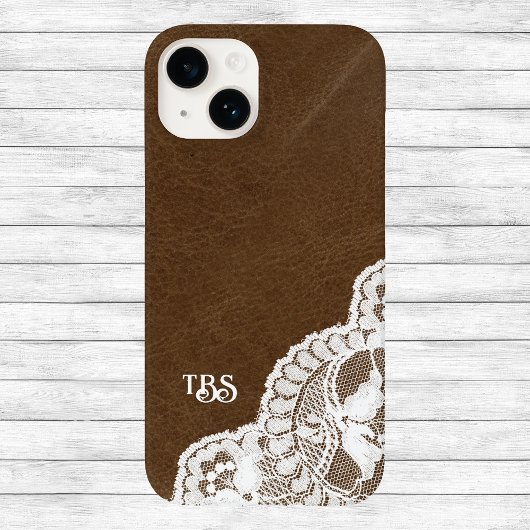 Simulated Leather and Lace Print Monogram Initiaal Case-Mate iPhone Case