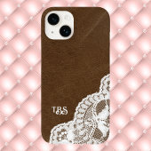 Simulated Leather and Lace Print Monogram Initiaal Case-Mate iPhone Case