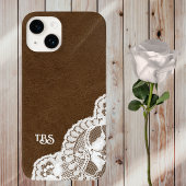 Simulated Leather and Lace Print Monogram Initiaal Case-Mate iPhone Case