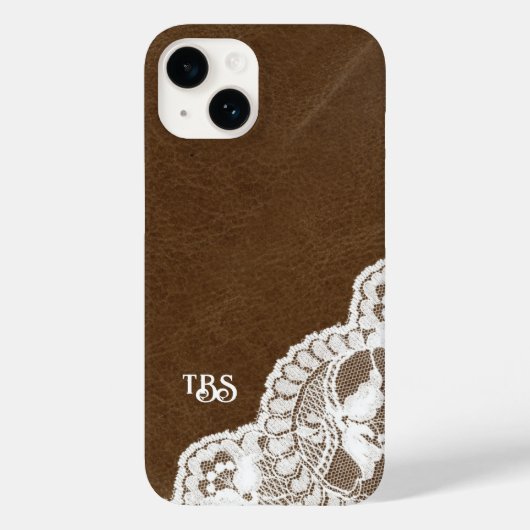 Simulated Leather and Lace Print Monogram Initiaal Case-Mate iPhone Case (Achterkant)