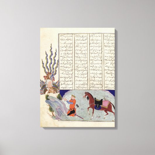 Simurgh biedt Moskou aan, de vader van Roustem Canvas Afdruk (Voorkant)