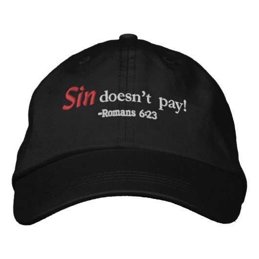 Sin betaalt geen Bijbelprijsopgave Aanpassen Geborduurde Pet (Voorkant)