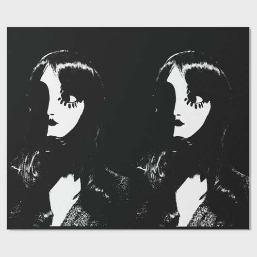 Sin City Style Vrouw - Op Zwarte Achtergrond Cadeaupapier (Vlak)