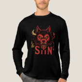 Sin Wolf T-shirt – Fierce Devil Wolf Head Graphic (Voorkant volledig)