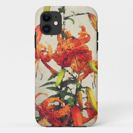 Sina-waterverf Tijgerlelie 1 Case-Mate iPhone Case (Achterkant)