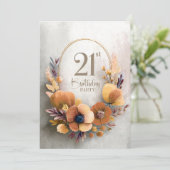 Sinaar Bloem 21e Verjaardagsfeest Uitnodiging (Staand voorkant)