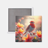 Sinaarappel Vogel Bloem Magnet (Voorkant / Achterkant)