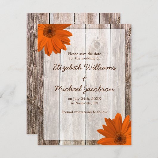 Sinaas Daisy Schuur Hout Bewaar de datum Aankondig Kaart (Voorkant / Achterkant)