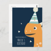 Sinaas Dinosaur Verjaardag Bedankt Feest Briefkaart (Voorkant / Achterkant)