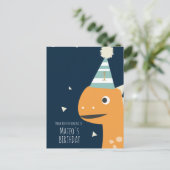 Sinaas Dinosaurus Verjaardag Bedankt Feestje Briefkaart (Staand voorkant)