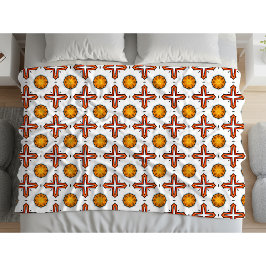 Sinaas en geel mandala patroon  fleece deken