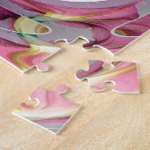Sinaas en Roze Abstracte Collage Legpuzzel (Zijkant)