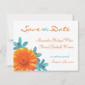 Sinaas en Turquoise Zomerbloem Bewaar de Datum Save The Date (Voorkant)