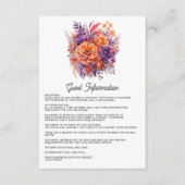 Sinaas, heet roze en koninklijk paarse gastdetails informatiekaartje (Voorkant)