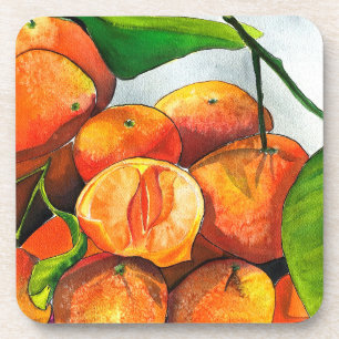 Sinaas mandarijn aquarel fruit kunst bier onderzetter