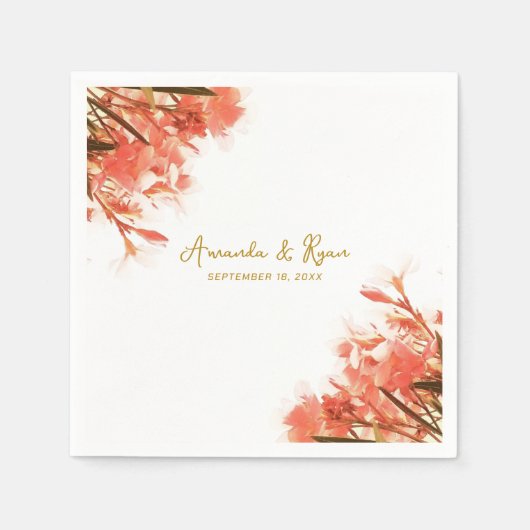 Sinaas Oleander Bloemen Bloemrijke Strand Bruiloft Servet (Voorkant)