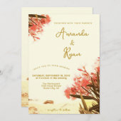 Sinaas Oleander Bloemen op het Strand Bruiloft  Kaart (Voorkant / Achterkant)