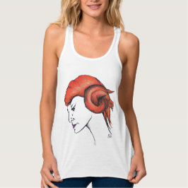 Sinaas Oranje Haar Vrouw Portret Pop Art Tanktop
