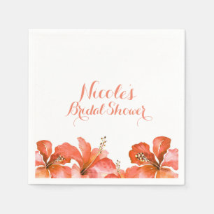 Sinaas Oranje Hibiscus Tropische Bloemen Witte Fee Servet