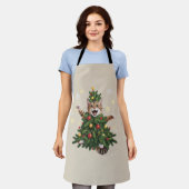 Sinaas Oranje Kat Kerstboom Cute Kerstmis Schort (Gedragen)