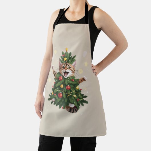 Sinaas Oranje Kat Kerstboom Cute Kerstmis  Schort (Insitu)