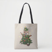 Sinaas Oranje Kat Kerstboom Cute Kerstmis  Tote Bag (Voorkant)