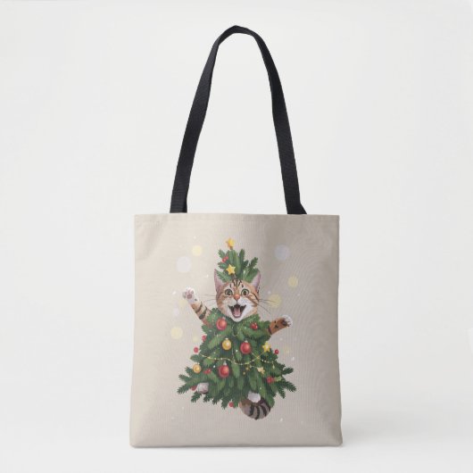 Sinaas Oranje Kat Kerstboom Cute Kerstmis  Tote Bag (Voorkant)