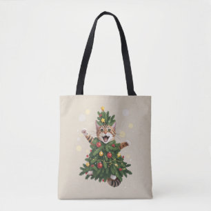 Sinaas Oranje Kat Kerstboom Mooie Kerstmis  Tote Bag