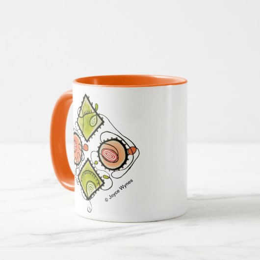 Sinaasappel 11 oz Combo Mok-Random Scribbles Mok (Voorkant links)