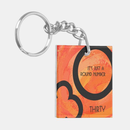 Sinaasappel 30 decennium van de geboorte sleutelhanger (Voorkant Links)