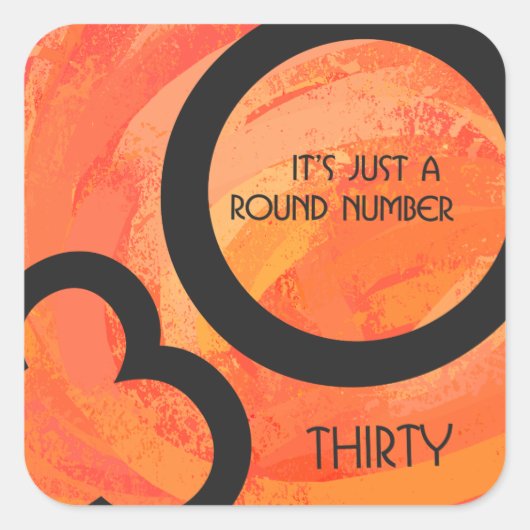 Sinaasappel 30 decennium van de geboorte vierkante sticker (Voorkant)